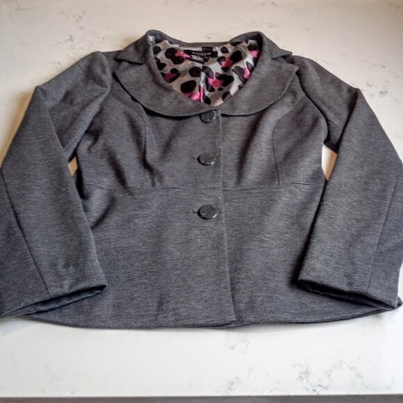 Sandro Grey Pink Fitted Round Collar Knit Jacket - Picture 3 of 6